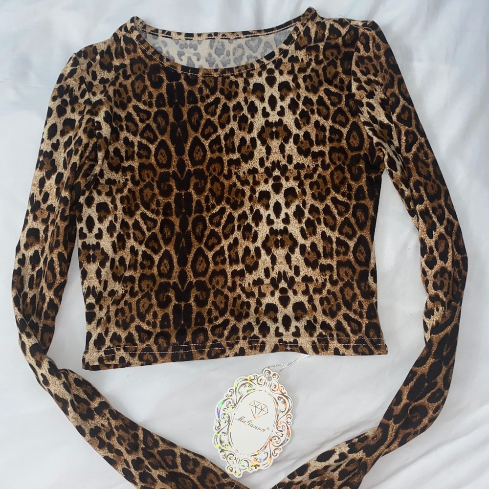 Cheetah Print Long sleeve Crop top